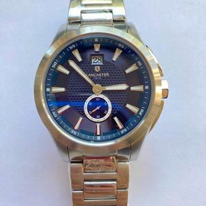 Lancaster Italy Men's Apollo Stainless Steel Navy Blue Dial Stainless Steel Watc